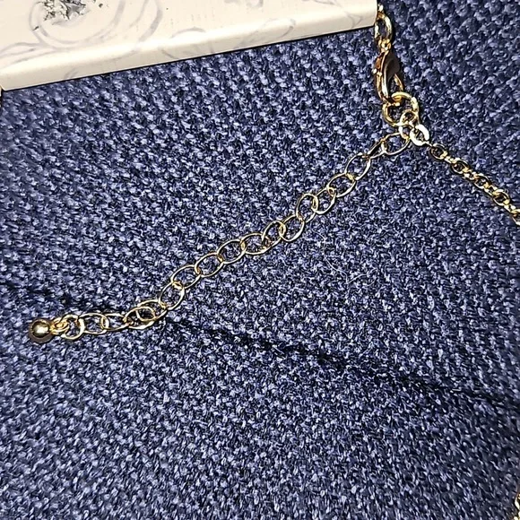 Mudd Love Peace Happiness Gold Adjustable Chain Aqua Teal Light Blue Stones - Picture 4 of 6